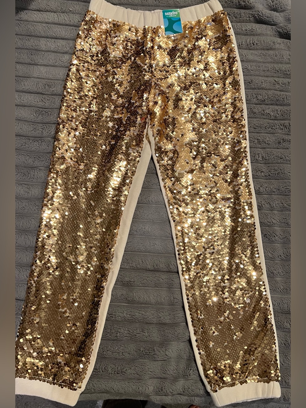 365 KIDS GIRLS SEQUIN JOGGER BEIGE GOLD SIZE 10 SHIMMER GLAM SWEATPANTS PANTS